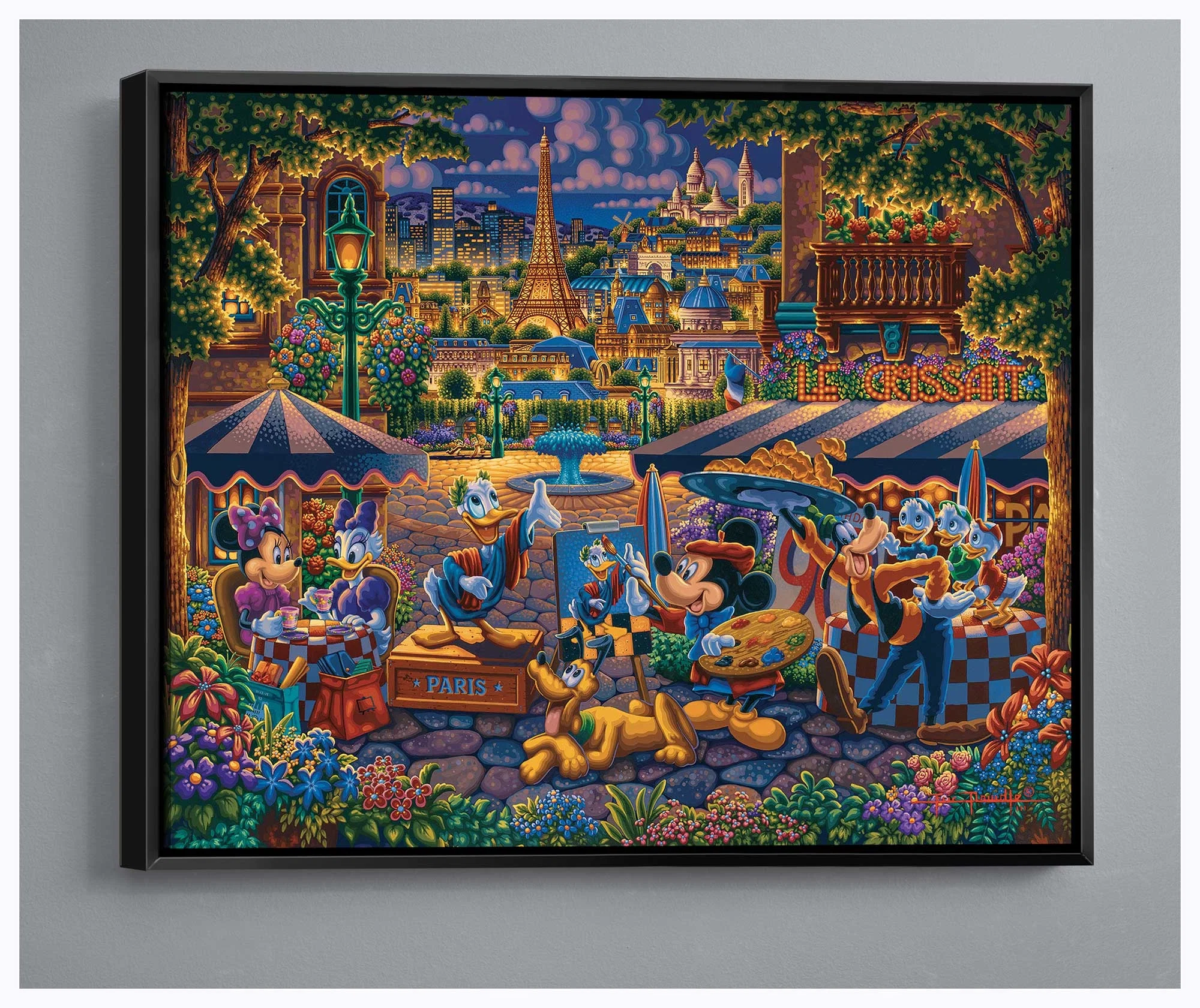 Mickey and Friends Painting in Paris by Eric Dowdle — Gallery Wrapped Giclee On Canvas