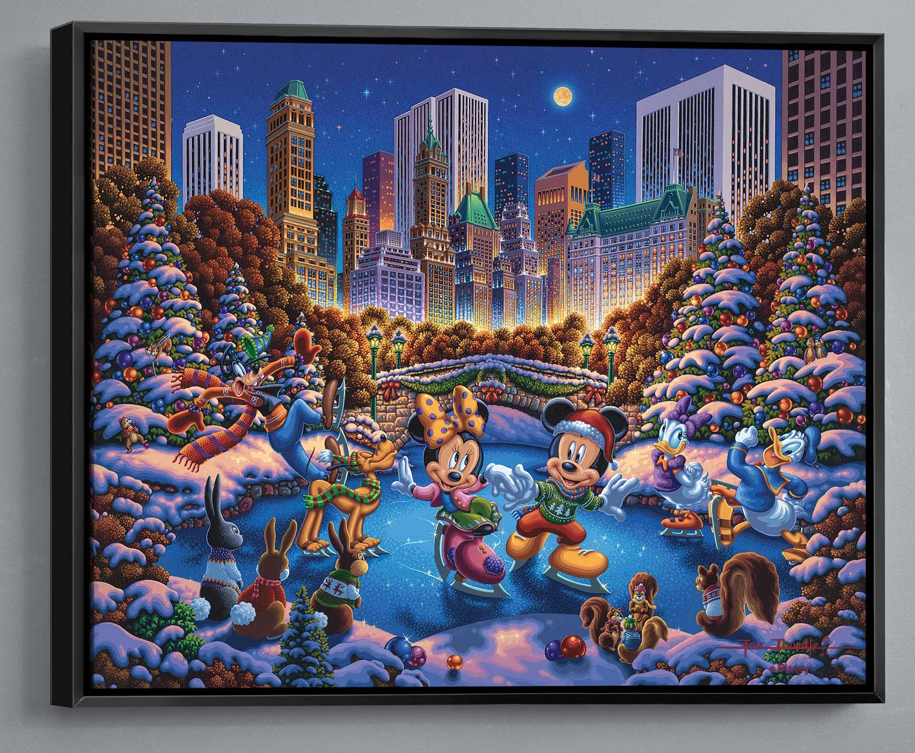 Mickey and Friends Skating in Central Park by Eric Dowdle — Gallery Wrapped Giclee On Canvas
