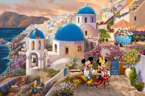 Thomas Kinkade Disney - Mickey and Minnie in Greece