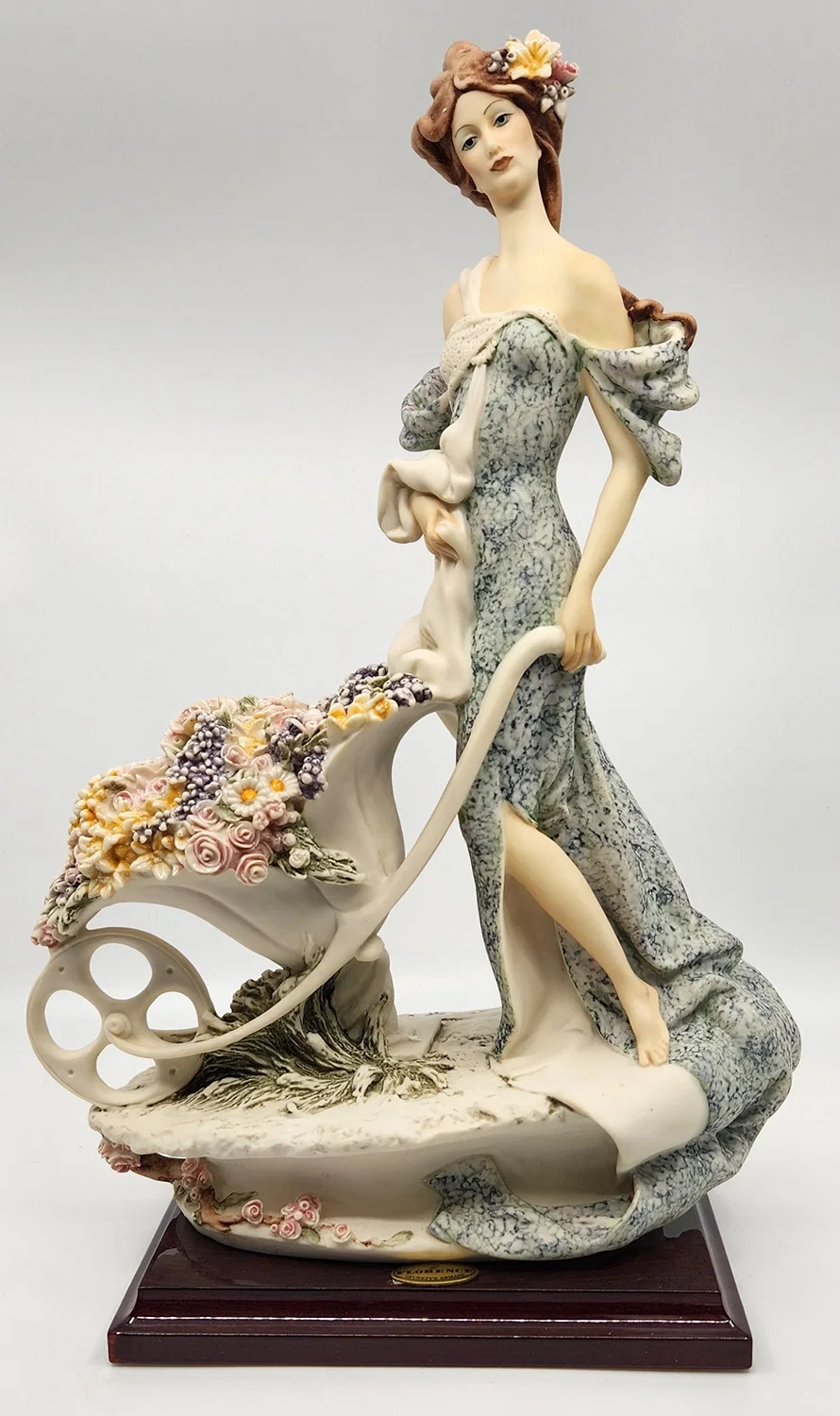 Lady With Flower Cart by Giuseppe Armani — Sculpture