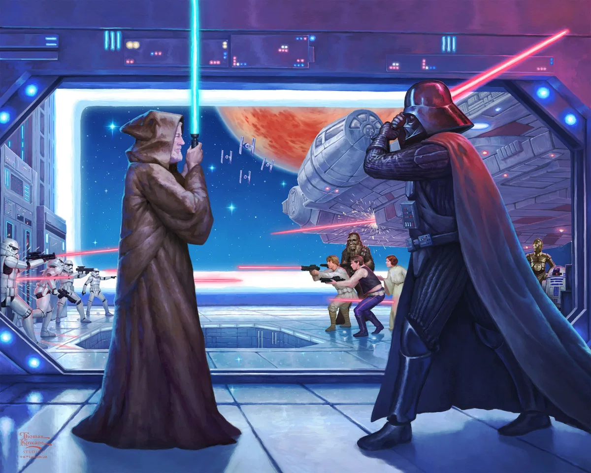 Obi-Wan's™ Final Battle Wall Art by Thomas Kinkade Studios Gallery Wrap by Thomas Kinkade Studios — Giclee On Canvas