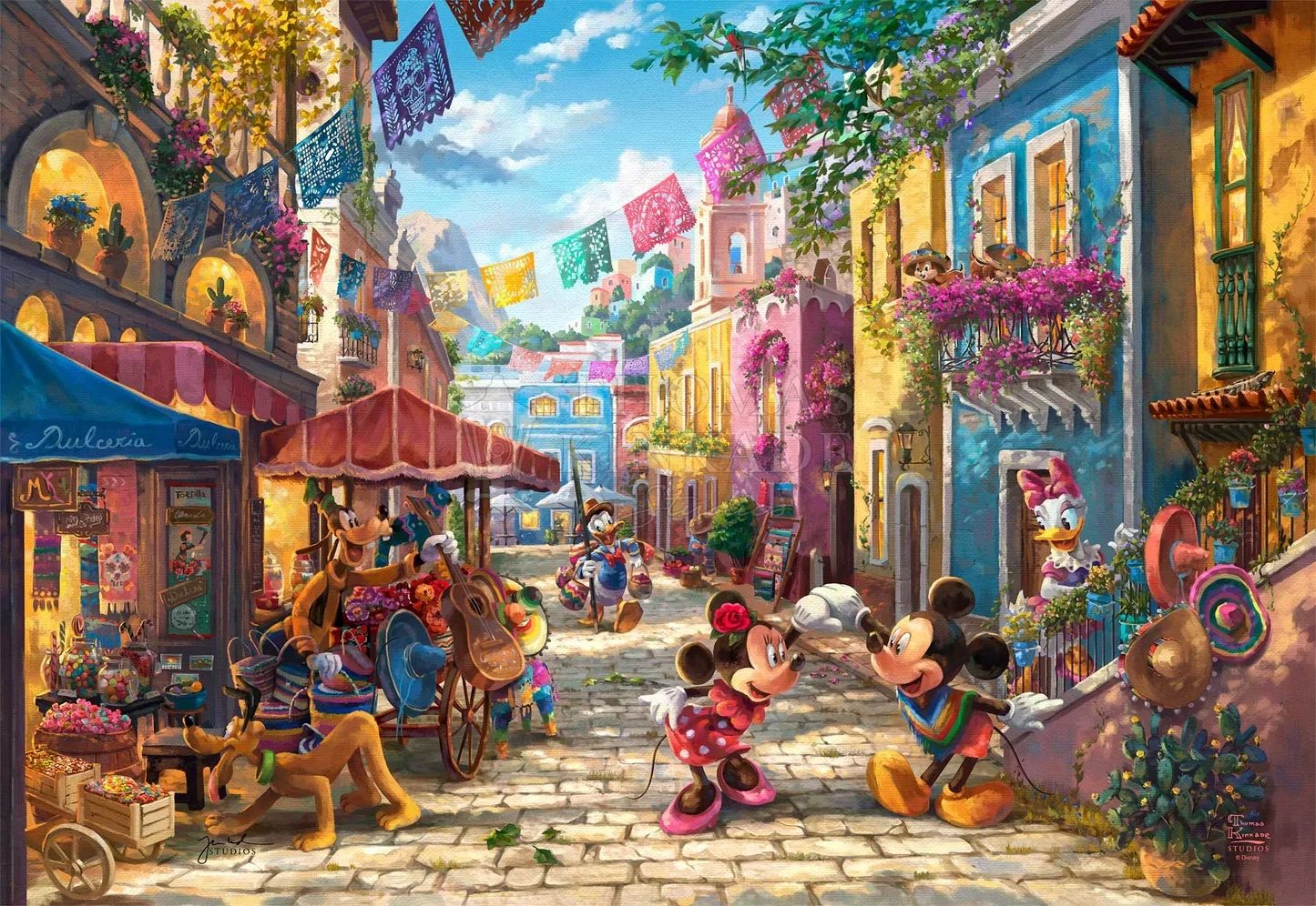 Mickey and Minnie in Mexico by Thomas Kinkade Disney — Giclee On Canvas
