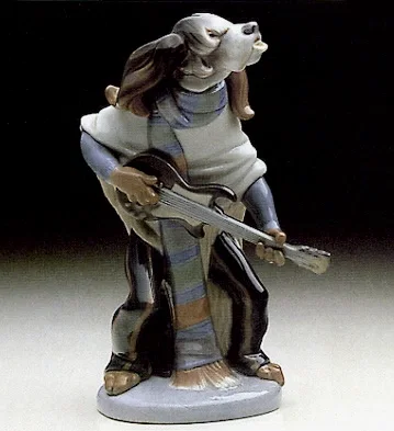 Dog Playing Guitar 1971-78 by Lladro — Porcelain Figurine