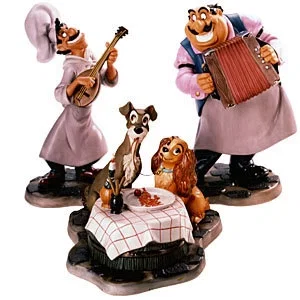 Lady And The Tramp Joe, Tramp, Lady And  Tony Bella Notte by WDCC Disney Classics — Porcelain Figurine