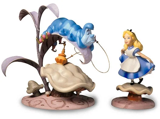 Alice In Wonderland Caterpillar And Alice Who R U And Properly Polite by WDCC Disney Classics — Porcelain Figurine