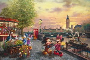 Thomas Kinkade Disney - Mickey and Minnie in London