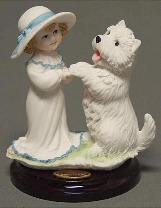 BABY WITH PUPPY by Giuseppe Armani — Sculpture