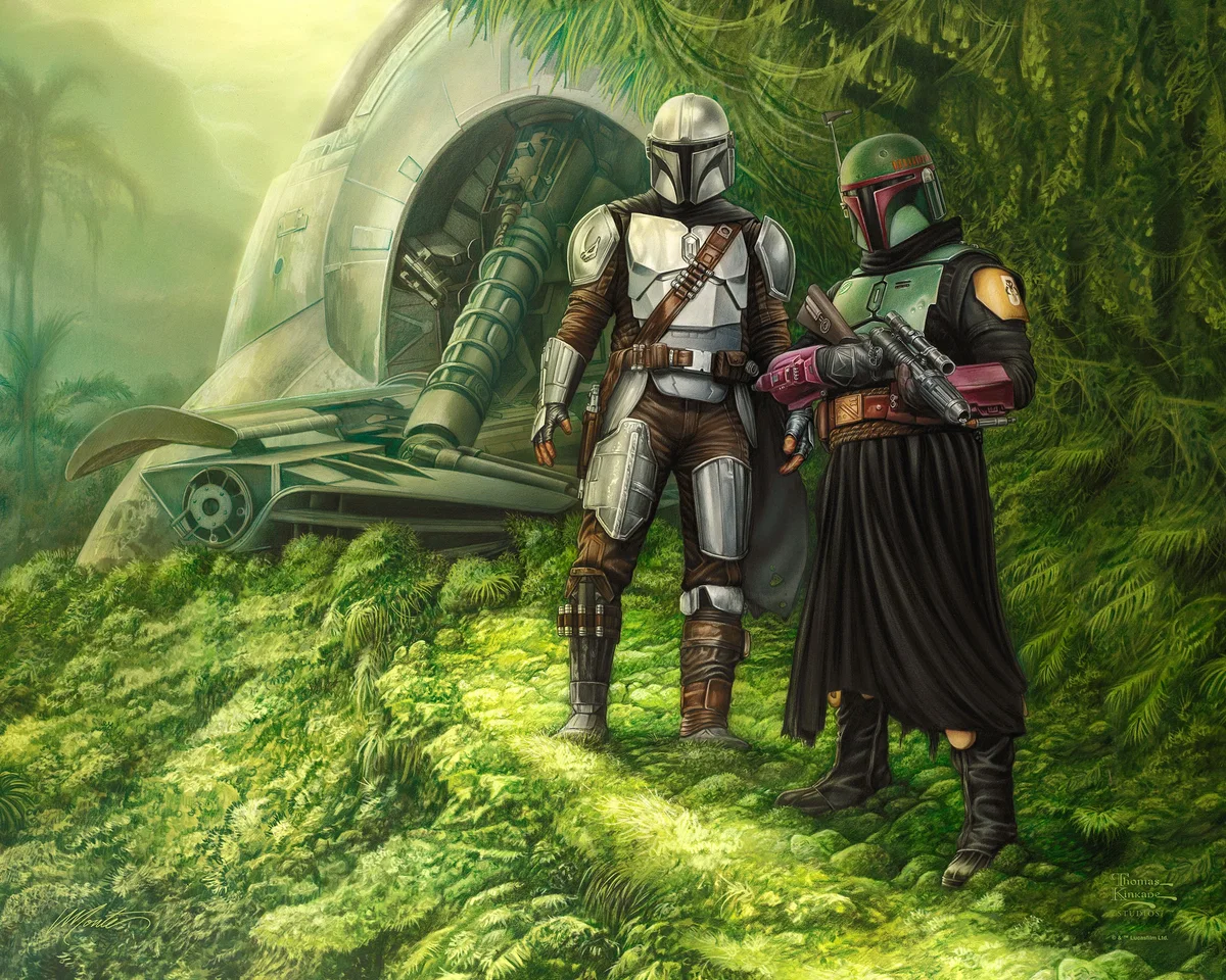 The Mandalorian ™ - Brothers in Arms Wall Art by Thomas Kinkade Studios Gallery Wrap by Thomas Kinkade Studios — Giclee On Canvas