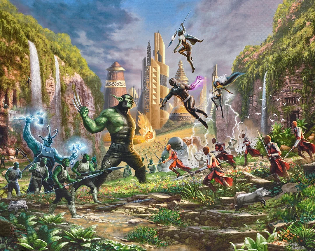 Battle for Wakanda Wall Art by Thomas Kinkade Studios Gallery Wrap by Thomas Kinkade Studios — Giclee On Canvas
