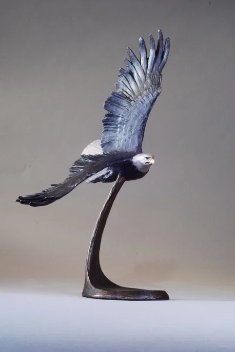 Wings of Freedom (Bald Eagle Patina) by Mark Hopkins — Bronze Sculpture