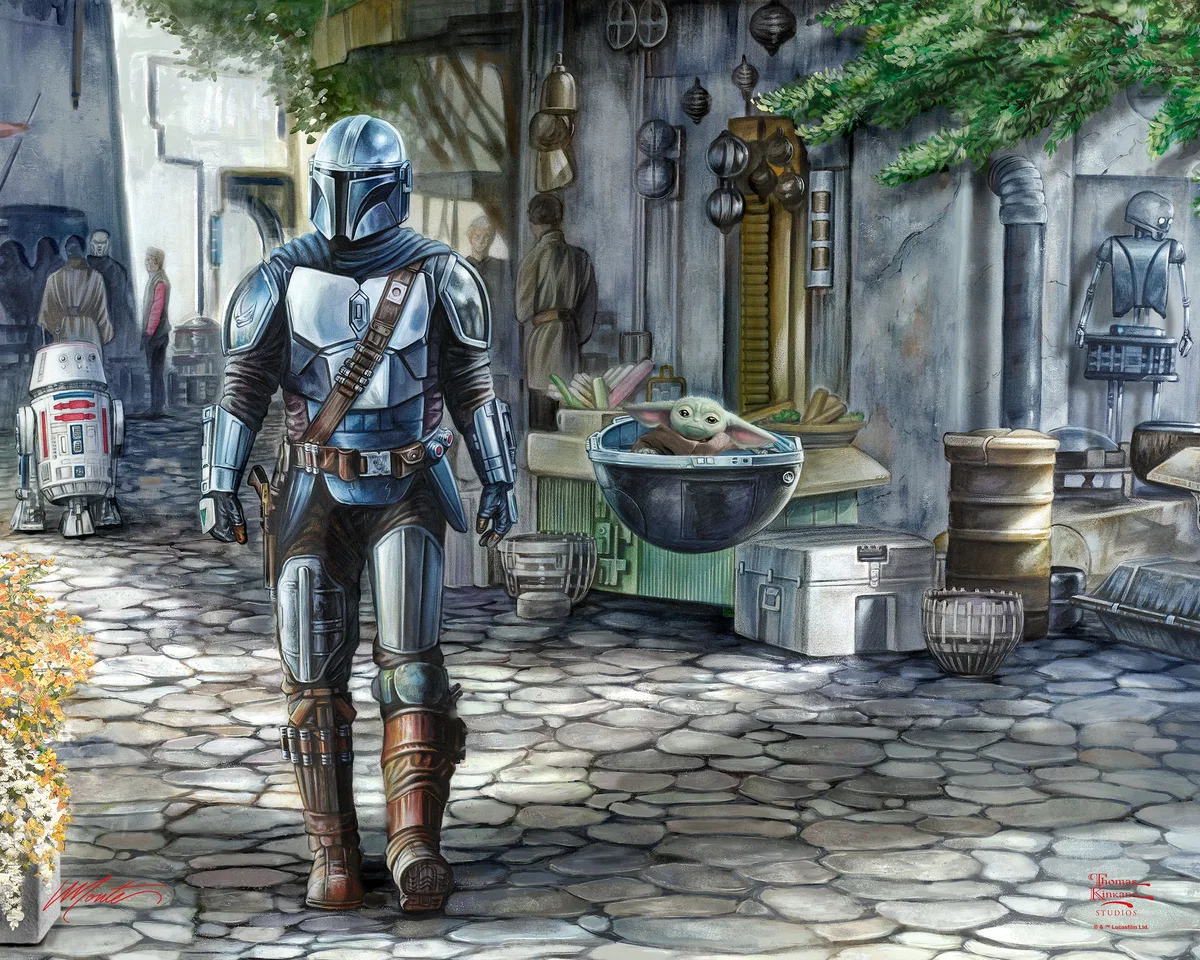 The Mandalorian™ - A Welcome Sight Wall Art by Thomas Kinkade Studios Gallery Wrap by Thomas Kinkade Studios — Giclee On Canvas