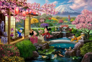 Thomas Kinkade Disney - Mickey and Minnie in Japan
