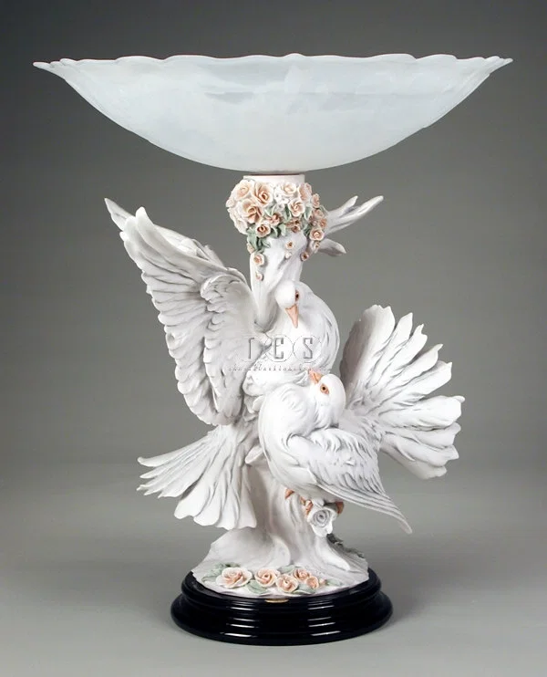 The Doves With Flowers Centerpiece by Giuseppe Armani