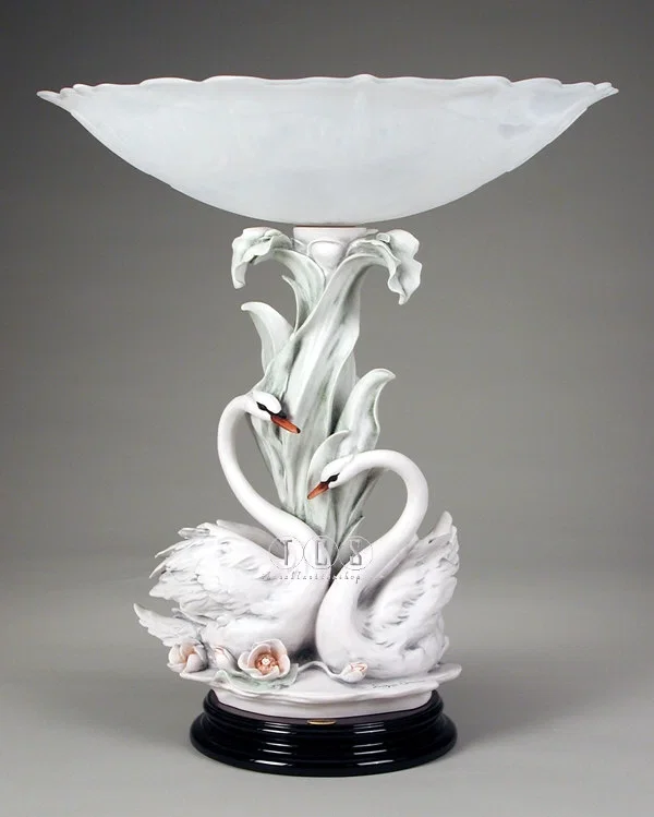 The Swans With Flowers Centerpiece by Giuseppe Armani