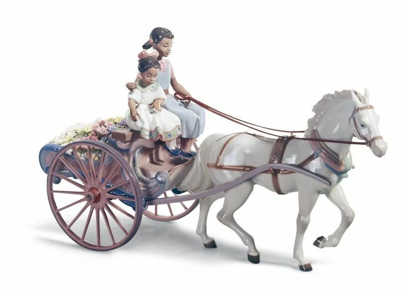 FLOWER WAGON by Lladro Black Legacy