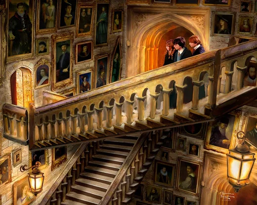 Harry Potter Grand Staircase Wall Art by Thomas Kinkade Studios Gallery Wrap by Thomas Kinkade Studios