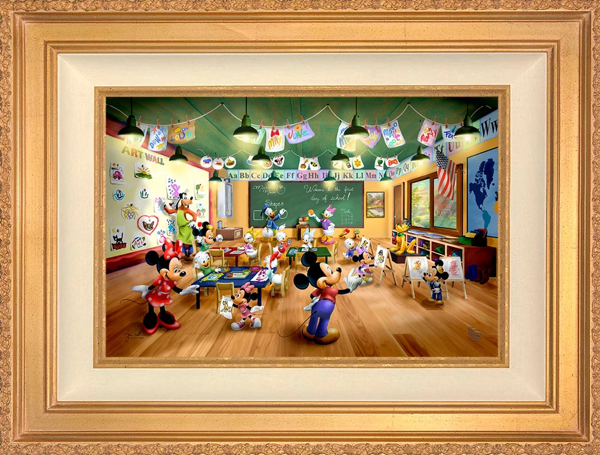 Disney Mickey and Minnie Schoolhouse Wall Art by Thomas Kinkade Studios by Thomas Kinkade Studios — Giclee On Canvas