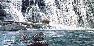 GRIZZLIES AT THE FALLS by Ron Parker
