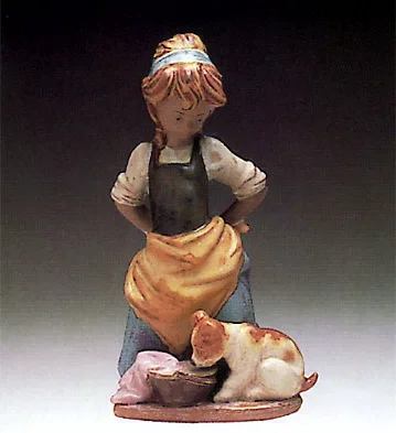 Kitchen-Maid With Dog 1978-93 by Lladro — Porcelain Figurine