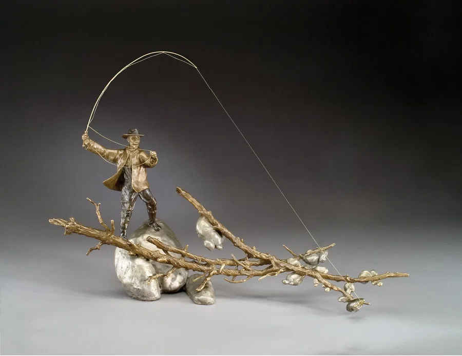 Setting the Hook (male) by Mark Hopkins — Bronze Sculpture
