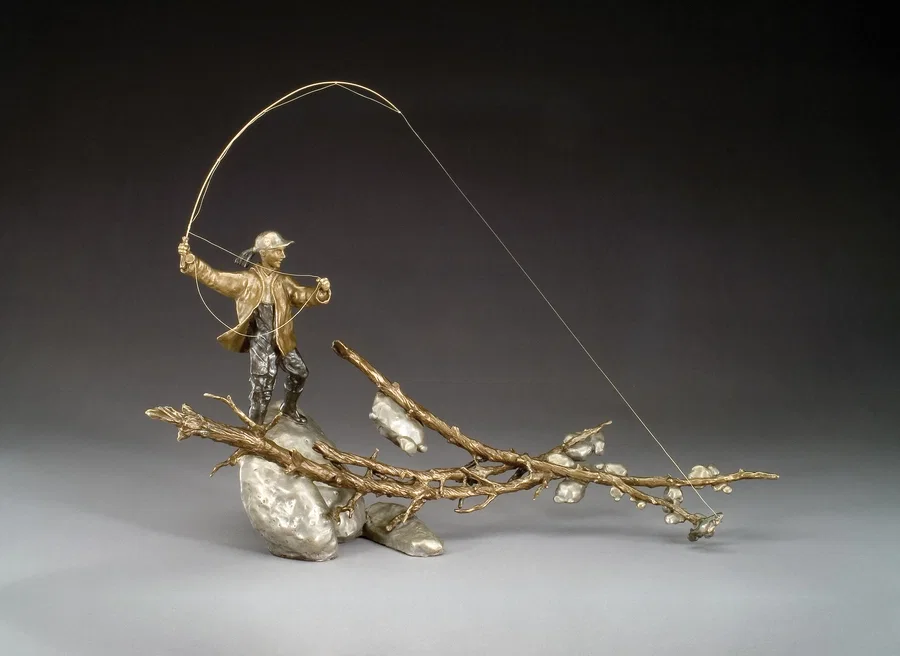 Setting the Hook (Female) by Mark Hopkins — Bronze Sculpture