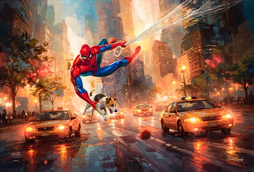 Spider-Man The Rescue Wall Art By Sam Kennedy by Sam Kennedy