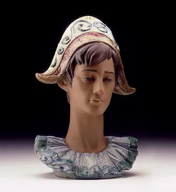 Pensive Harlequin Head 1997-99*** by Lladro — Porcelain Figurine