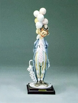 The Pensive Clown With Balloons by Giuseppe Armani — Sculpture
