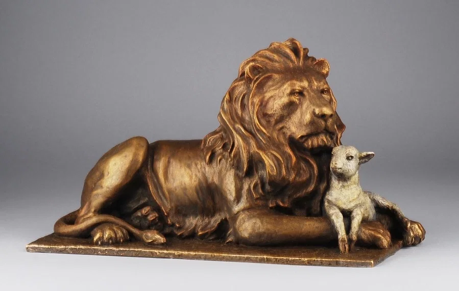 The Lion and the Lamb by Mark Hopkins — Bronze Sculpture