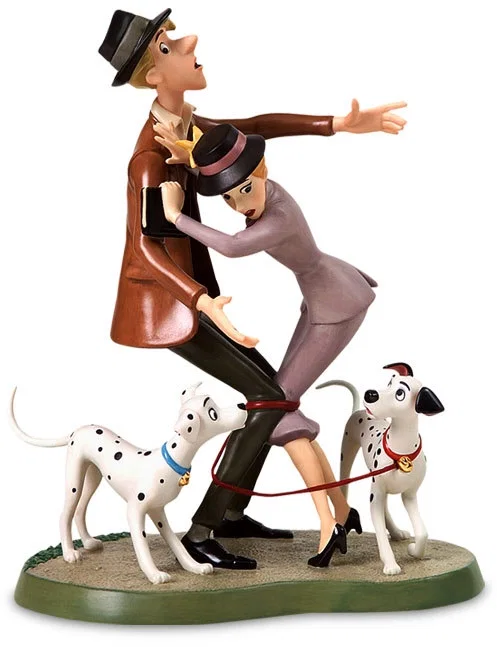 One Hundred and One Dalmatians Roger And Anita And Pongo And Perdita Tangled Up Romance by WDCC Disney Classics — Porcelain Figurine