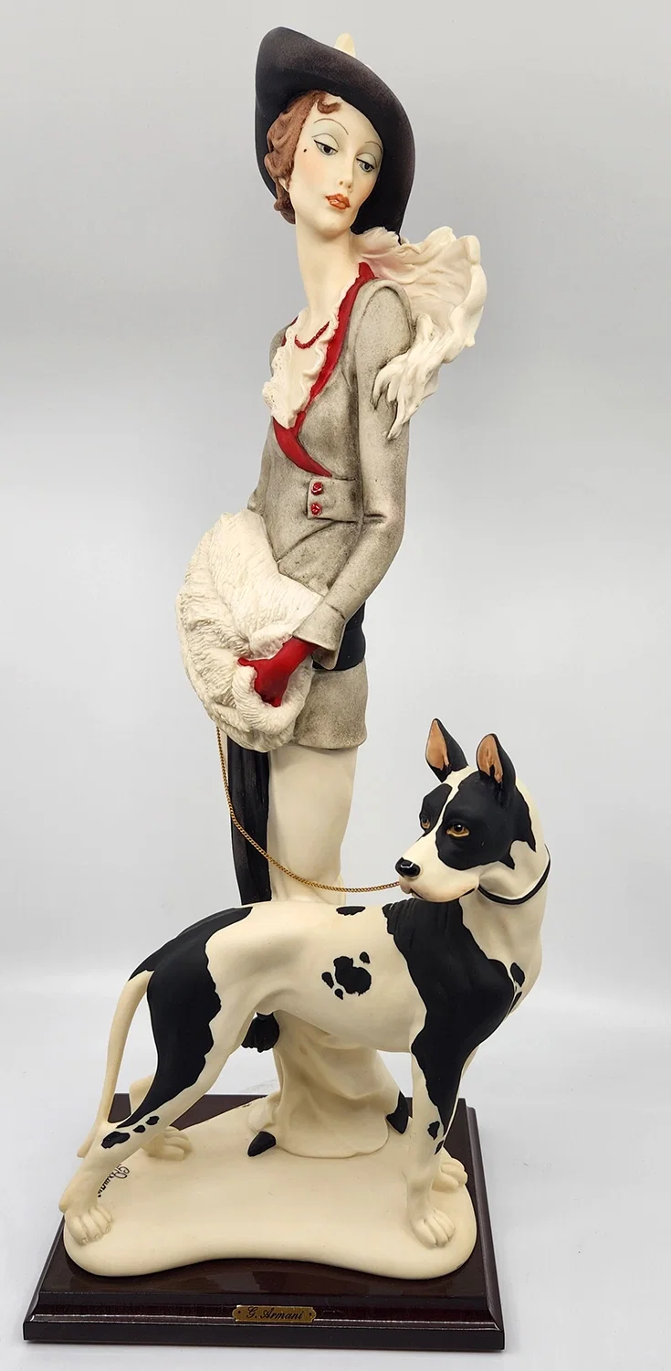 LADY WITH GREAT DANE - Open Box by Giuseppe Armani — Sculpture