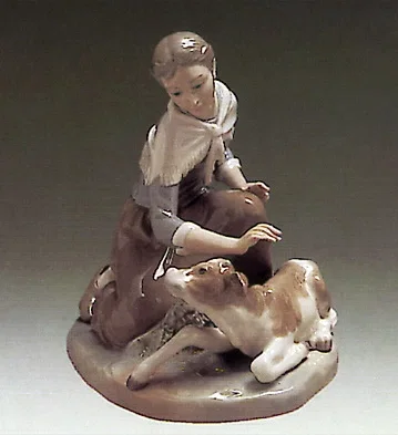 Caressing a Little Calf 1972-1981 by Lladro — Porcelain Figurine