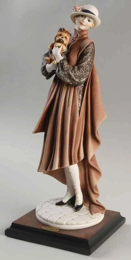 Young Lady With Yorkie by Giuseppe Armani — Sculpture