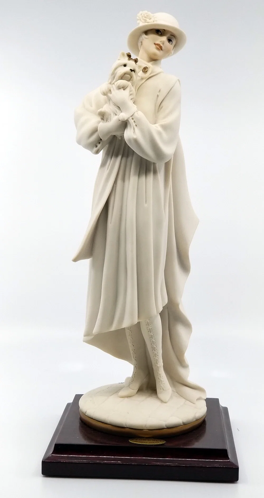 Young Lady With Yorkie by Giuseppe Armani — Sculpture