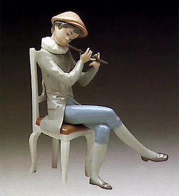 Boy Playing The Flute 1974-81 by Lladro — Porcelain Figurine