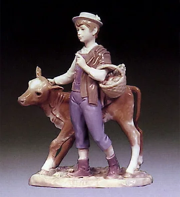 Shepherd with Calf 1974-79 by Lladro — Porcelain Figurine