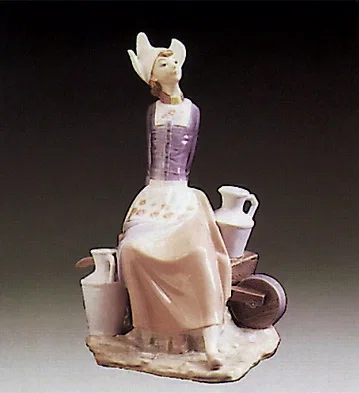 Milkmaid With Wheelbarrow 1977-81 by Lladro — Porcelain Figurine