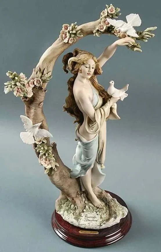 Young Lady With Doves by Giuseppe Armani — Sculpture