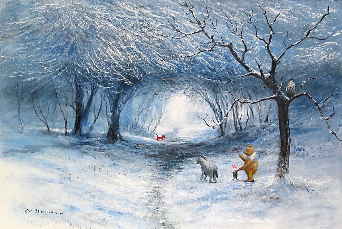 Winter Walk - From Disney Winnie the Pooh by Peter Ellenshaw — Giclee On Canvas