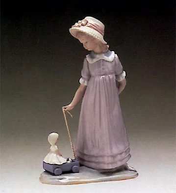 Girl With Toy Wagon 1980-97 by Lladro — Porcelain Figurine