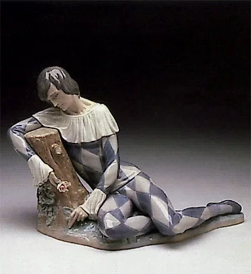 Harlequin Reclining 1982-88 by Lladro — Porcelain Figurine
