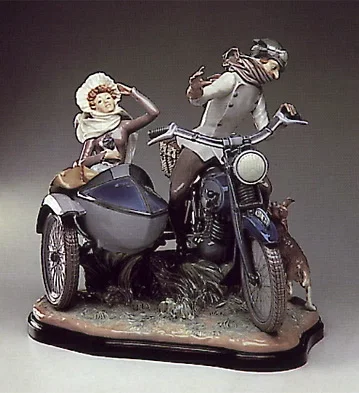 Motor Bike And Sidecar 1982-85 by Lladro — Porcelain Figurine
