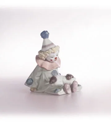 Pierrot With Puppy 1985-07 by Lladro — Porcelain Figurine