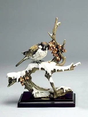 Sparrow On Snow by Giuseppe Armani — Sculpture