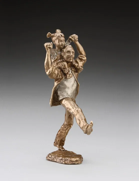 Shoulder Ride (girl) by Mark Hopkins — Bronze Sculpture