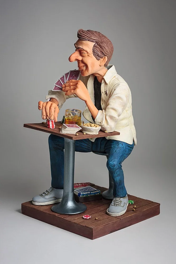 Guillermo Forchino 's   Mr。Poker Face  Poker PlayerコミックStatueギフト Mr. Poker Face by Guillermo Forchino | Limited Edition Comical Art