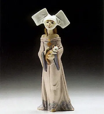 Lladro - Medieval Maiden With Cat 1994-96 ***