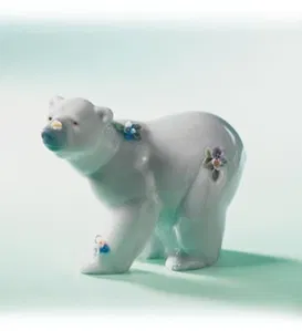 Lladro - Attentive Polar Bear with Flowers