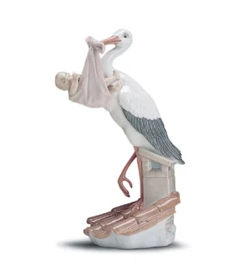 New Arrival Stork (girl) 1997-01 by Lladro — Porcelain Figurine