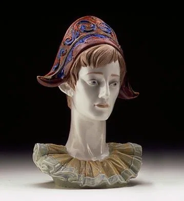 Pensive Harlequins Head 1997-99 *** by Lladro — Porcelain Figurine